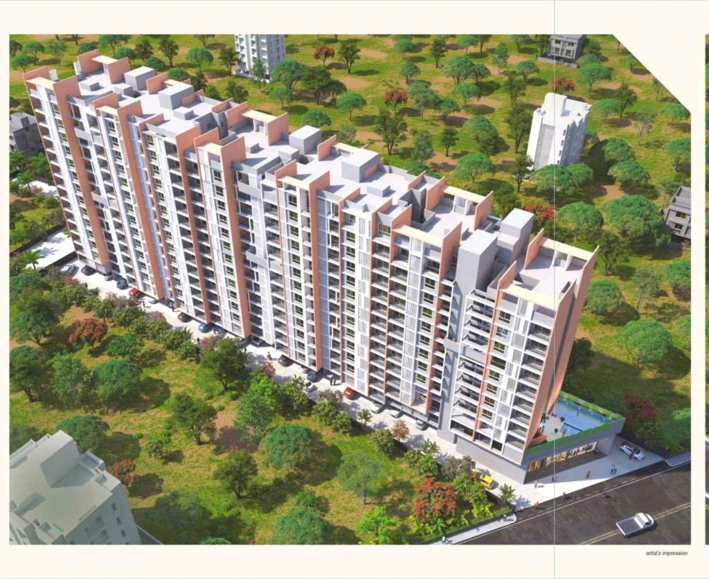 RKL Aarika Towers aerial view.best luxury 2 BHK 3 BHK Pune cheapest premium apartment